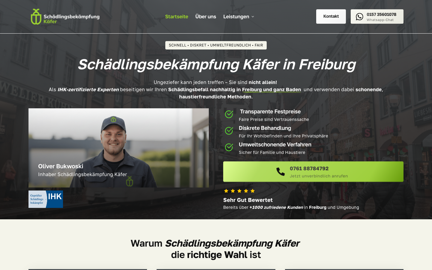 Webseite Schädlingsbekämpfung Käfer